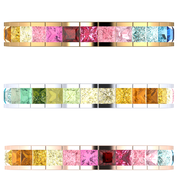 anelli in oro con zaffiri arcobaleno