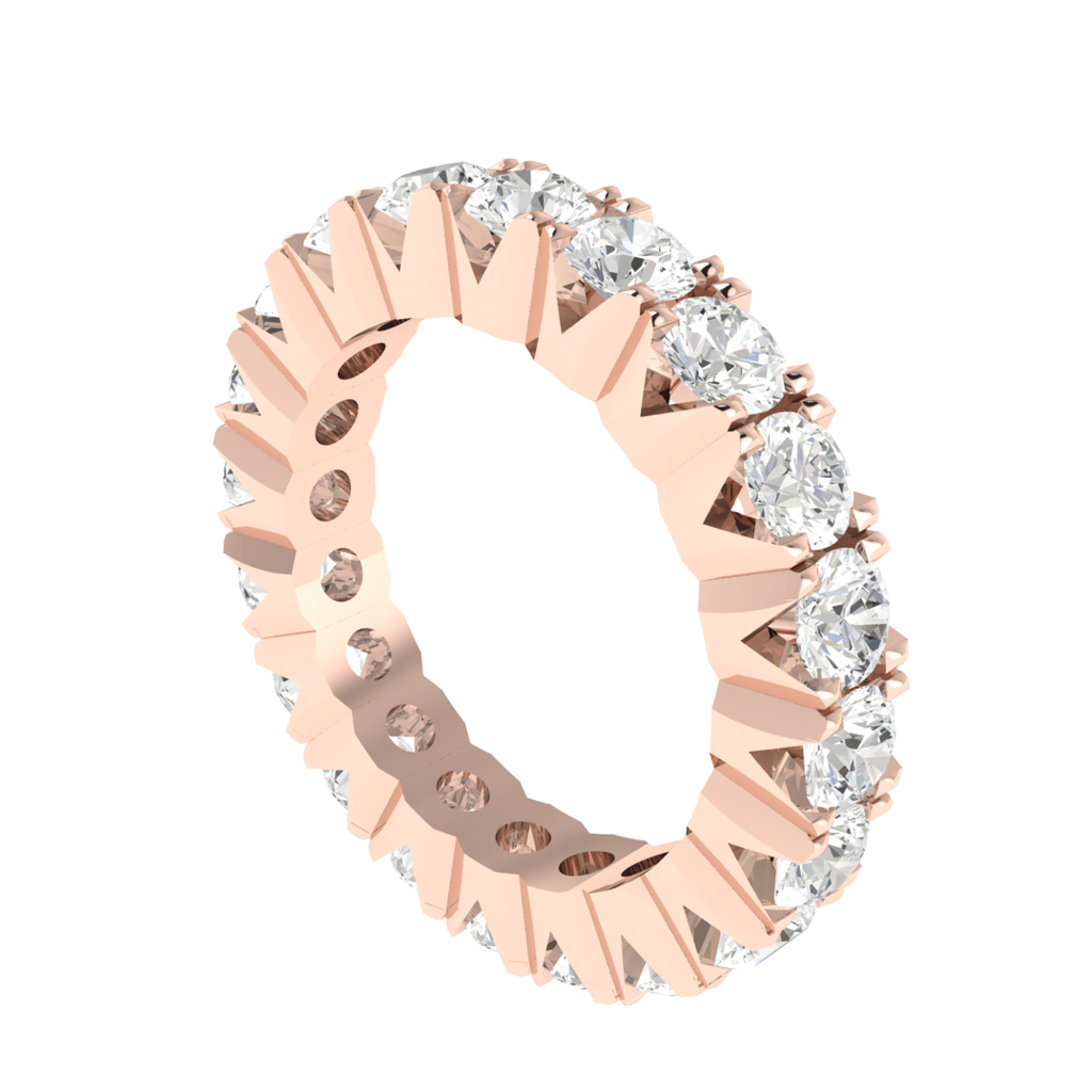 Anello di diamanti in oro rosa (lato)